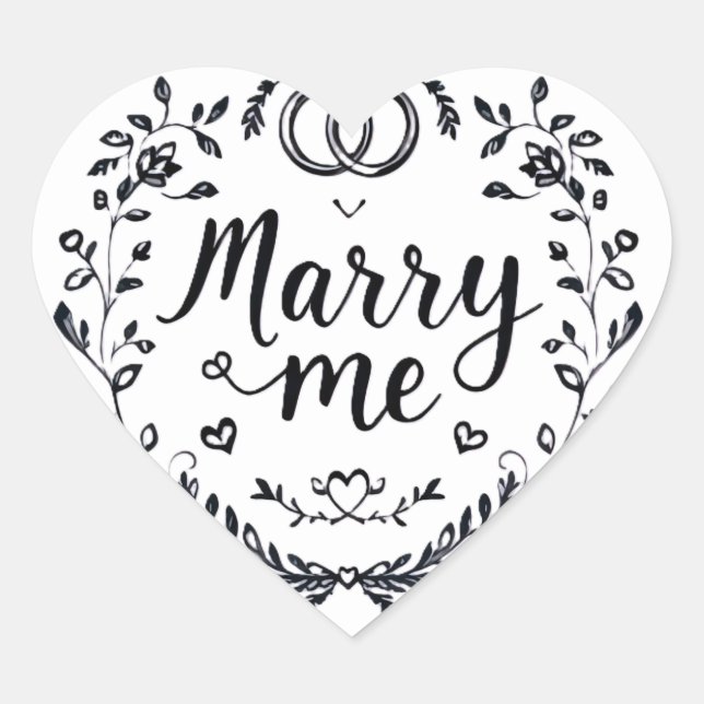 Elegante Heart Wedding Sticker 💍 "Marry Me" 👰 (Vorderseite)