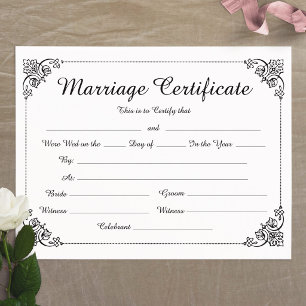 Elegante Heiratsurkunde mit floraler Umrandung und