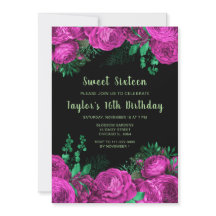 Elegante heiße rosa Blumen Sweet Sixteen