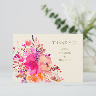 Elegante heiße rosa florale benutzerdefinierte Nam Dankeskarte