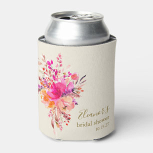 Elegante heiße rosa florale Hochzeitsdusche Custom Dosenkühler