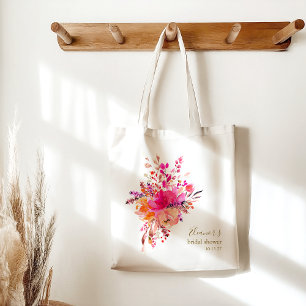 Elegante heiße rosa florale Hochzeitsdusche - indi Tragetasche