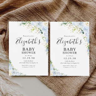 Elegante hellblaue Babyshower-Einladung Einladung
