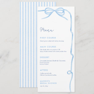 Elegante hellblaue Bogen-Brautparty  Menükarte