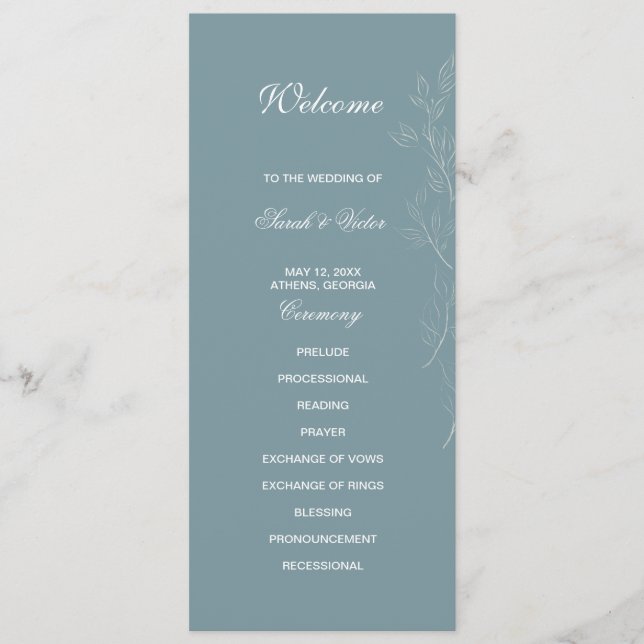 Elegante hellblaue doppelseitige Programmkarte Programm (Vorderseite)