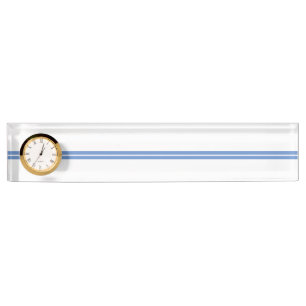 Elegante, hellblaue Streifen auf weißer Uhr Namensplakette