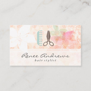 Elegante helle Blume   Hair Stylist Visitenkarte