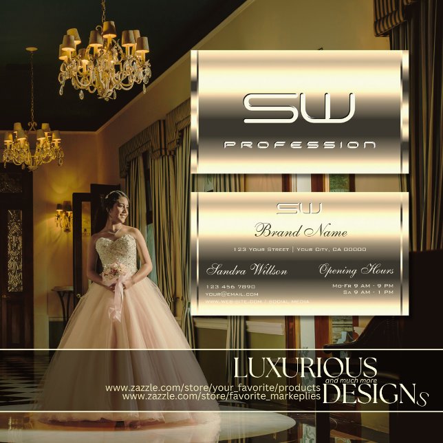 Elegante helle Golden Shimmer Optik 3D Mit Monogra Visitenkarte (Von Creator hochgeladen)