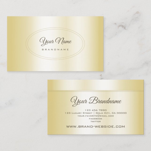Elegante helle goldene und Hübsch ovale Form Visitenkarte (Vorne/Hinten)