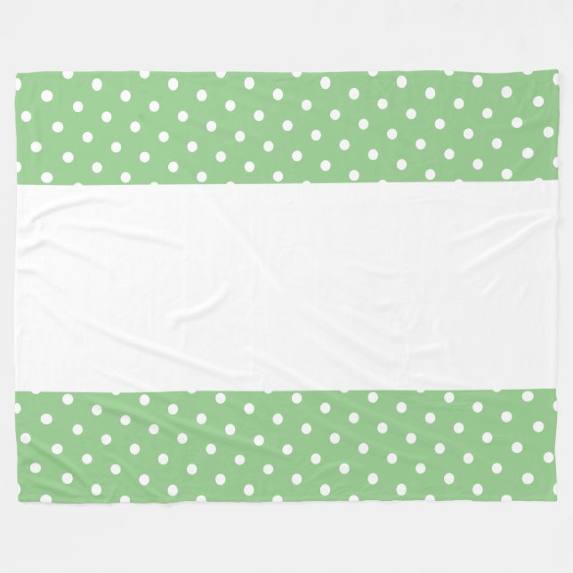 Elegante, helle, grüne Kanten Punkte Weiße Streife Fleecedecke (Vorderseite (Horizontal))