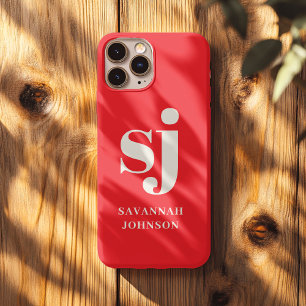 Elegante, helle rote Monogramm-Initialen  Case-Mate iPhone Hülle