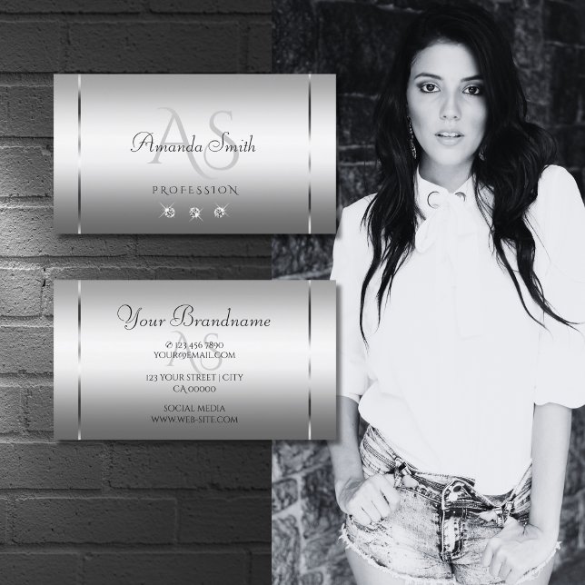 Elegante, helle Silbernobelbriefe mit Diamanten Visitenkarte (Von Creator hochgeladen)