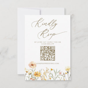 Elegante, hellgelbe Wildblumen Hochzeit RSVP Karte