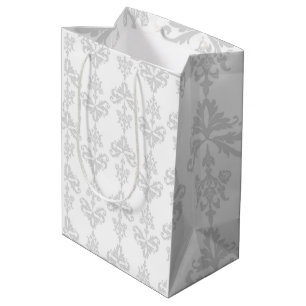 Elegante hellgraue und weiße Geschenktasche Mittlere Geschenktüte
