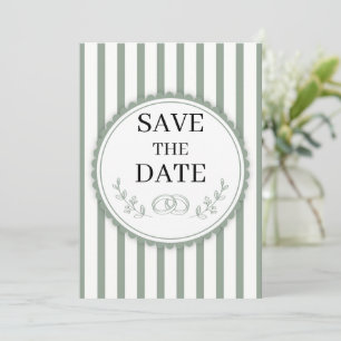 Elegante hellgrün gestreifte Save-the-Date-Ringe Einladung
