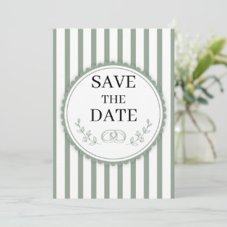 Elegante hellgrün gestreifte Save-the-Date-Ringe Einladung