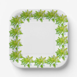 Elegante hellgrüne Blume mit Blumen Pappteller