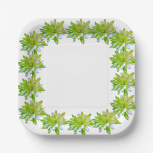 Elegante hellgrüne Blume mit Blumen Pappteller