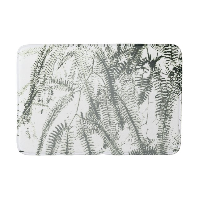 Elegante, hellgrüne Farn-Muster Badematte (Vorderseite)