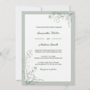 Elegante Hellgrüne Hochzeit Einladung