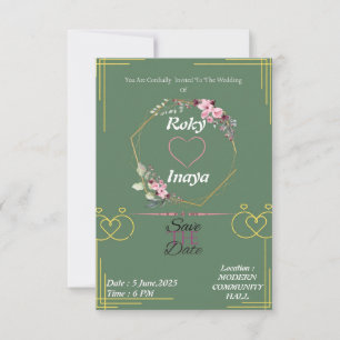 Elegante hellgrüne Hochzeitseinladung RSVP Karte