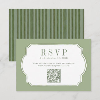 Elegante Hellgrüne QR-Code-Hochzeitswebsite-RSVP Karte
