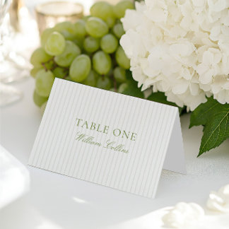 Elegante hellgrüne und beige Hochzeitsplatzkarte Einladung