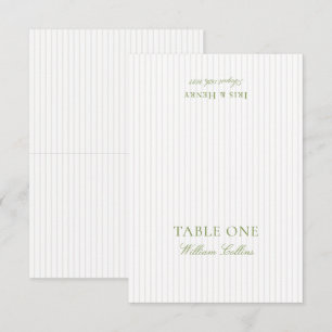 Elegante hellgrüne und beige Hochzeitsplatzkarte Einladung