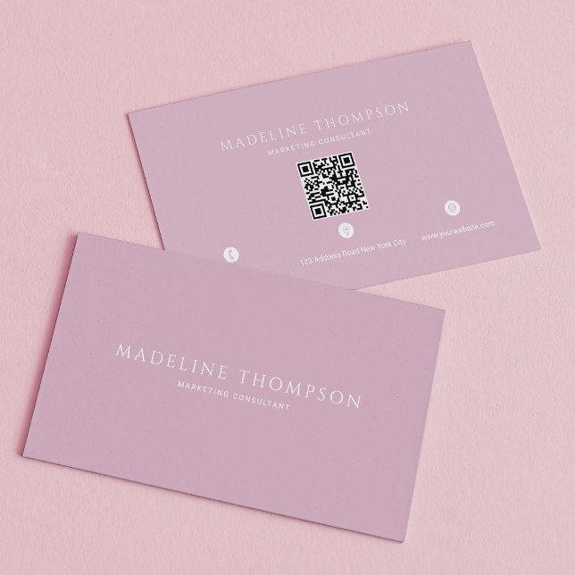 Elegante Helllila Minimalist QR-Code Visitenkarte (Von Creator hochgeladen)