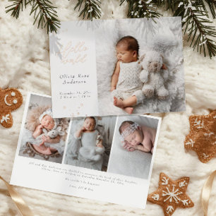 Elegante Hello Baby Fotos moderne Kalligrafie Gebu Folieneinladung