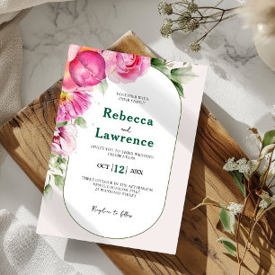 Elegante hellrosa botanische Hochzeitseinladung Einladung