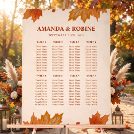 Elegante Herbst-Ahornblätter-Hochzeits-Sitzplan Acrylschild