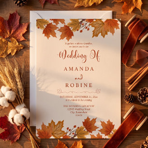Elegante Herbst-Ahornblätter-Hochzeitseinladung