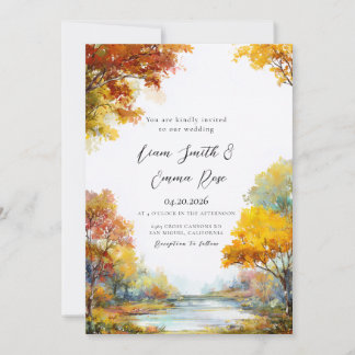 Elegante Herbst-Aquarell-Blumenhochzeit Einladung