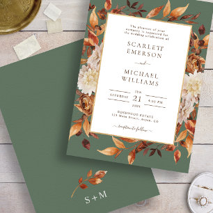 Elegante Herbst-Blatt Hochzeitseinladung Einladung