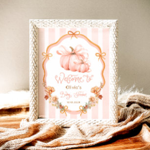 Elegante Herbst-Blumen-Baby-Shower-Begrüßung mit K Poster