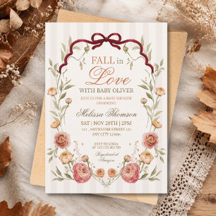 Elegante Herbst-Blumen-Fall-In-Love-Baby-Party Einladung