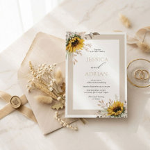 Elegante Herbst-Blumen-Hochzeitseinladung im rusti