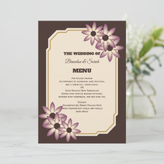 Elegante Herbst-Blumen-Hochzeitseinladungsvorlage Menükarte