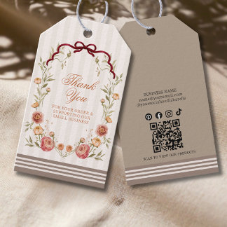 Elegante Herbst-Blumen-Thank-you-für-Bestellung Geschenkanhänger