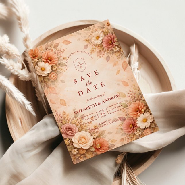 Elegante Herbst-Blumenhochzeit Save The Date (Von Creator hochgeladen)