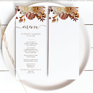 Elegante Herbst-Blüten-Hochzeit Menükarte