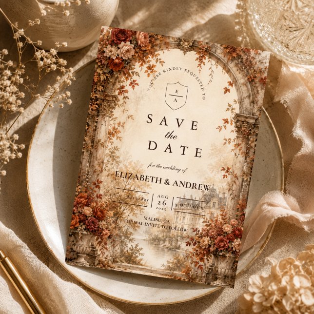 Elegante Herbst-Bogen-Hochzeit Save The Date (Von Creator hochgeladen)