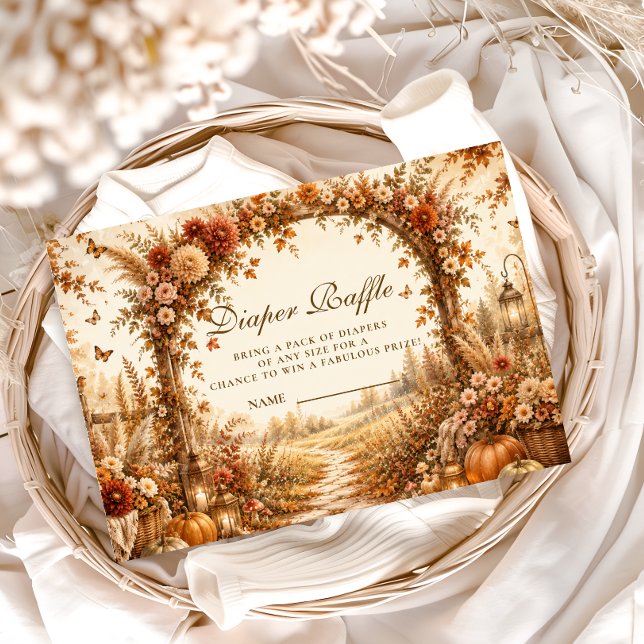 Elegante Herbst-Boho-Windeltombola Begleitkarte (Von Creator hochgeladen)