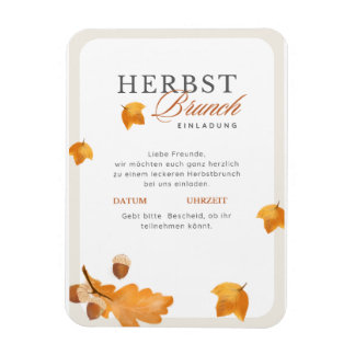 Elegante Herbst Brunch Einladung Creme & Orange Magnet