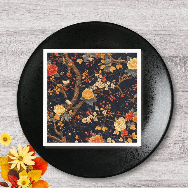 Elegante Herbst-Chinoiserie-Papierteller Serviette (Von Creator hochgeladen)