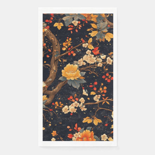 Elegante Herbst-Chinoiserie-Papierteller Serviette (Vorderseite)