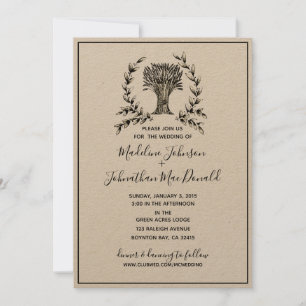 elegante Herbst-Ernte-Hochzeit im Vintage-Stil Einladung
