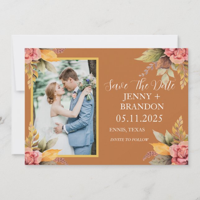 Elegante Herbst Foto: Save The Date (Vorderseite)