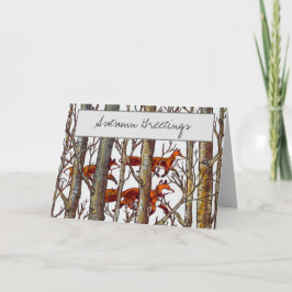 Elegante Herbst-Fox-Holzbaum-Malerei Poesie Karte